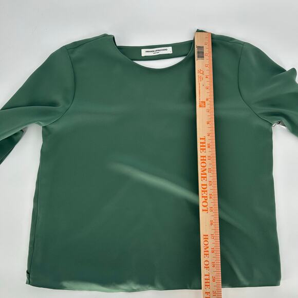 Amanda Uprichard Blouse Sz S NWT Deep Sage Green Wrap Front Long Sleeve Top - Picture 4 of 6